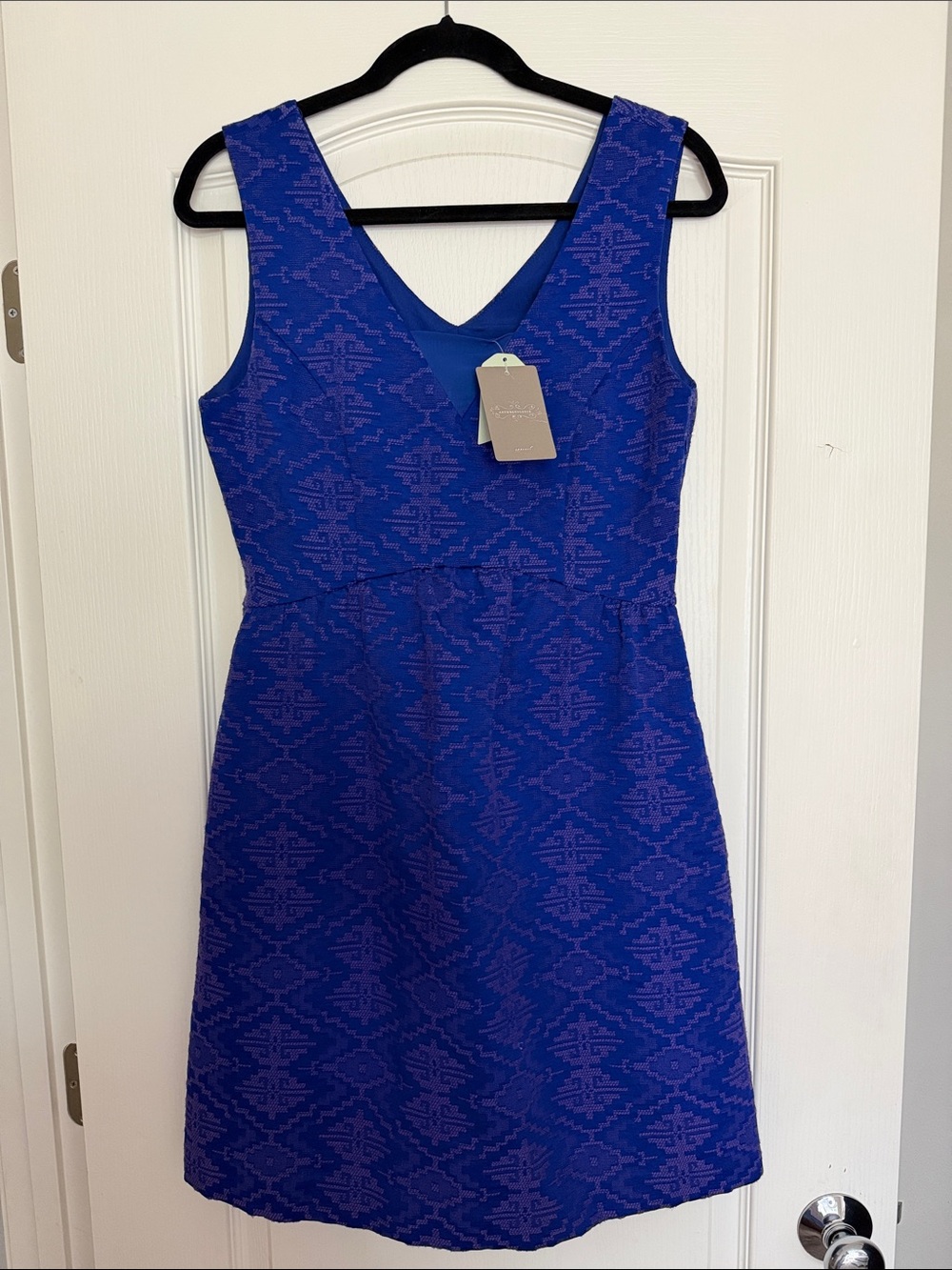 Anthropologie Maeve Royal Blue Textured V-Neck Mini Dress NWT Size 4 NeW
